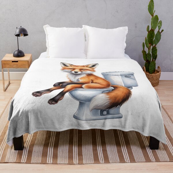 Item preview, Funny Fox Bathroom Wall Art – Fox on Toilet designed and sold by vk09.