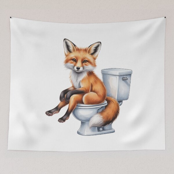 Item preview, Funny Fox Bathroom Wall Art – Fox on Toilet designed and sold by vk09.