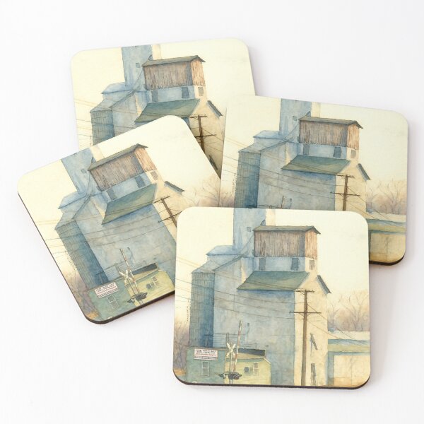 Item preview, Midwestern Stillness – Romeoville Grain Elevator in Watercolor designed and sold by TheRDA.