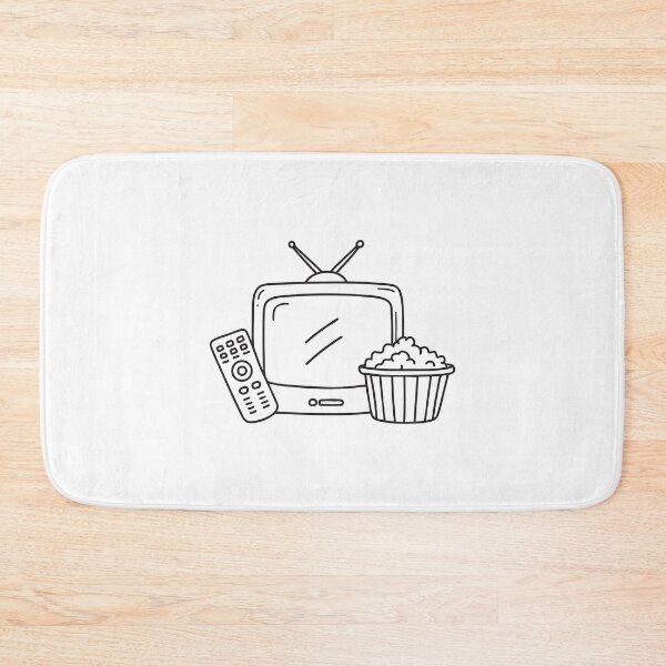 Item preview, A television sitting beside a remote and popcorn bowl designed and sold by rasagamastore.