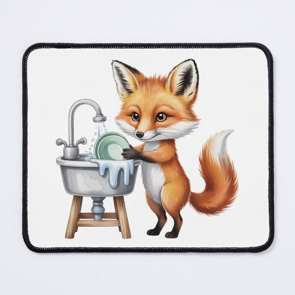 Item preview, Cute Fox Washing Dishes – Kids Chore Chart Art designed and sold by vk09.