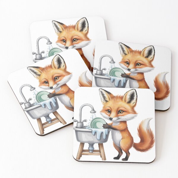 Item preview, Cute Fox Washing Dishes – Kids Chore Chart Art designed and sold by vk09.