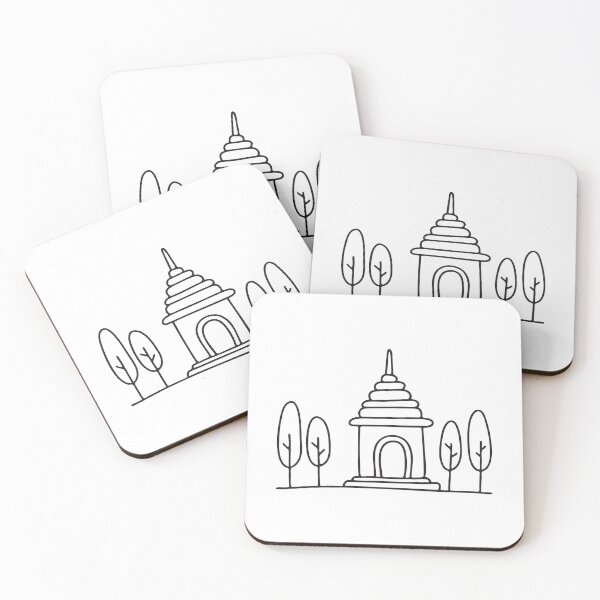 Item preview, A temple standing quietly beside tall trees designed and sold by rasagamastore.