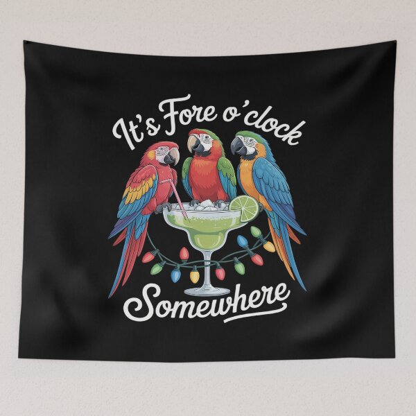 Item preview, It's Fore O'clock somewhere funny Parrot Summer Beach designed and sold by petrichorsworld.