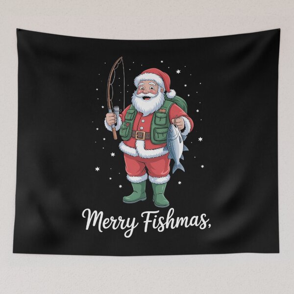 Item preview, Merry Fishmas Santa Christmas Fisherman designed and sold by brynatshop.