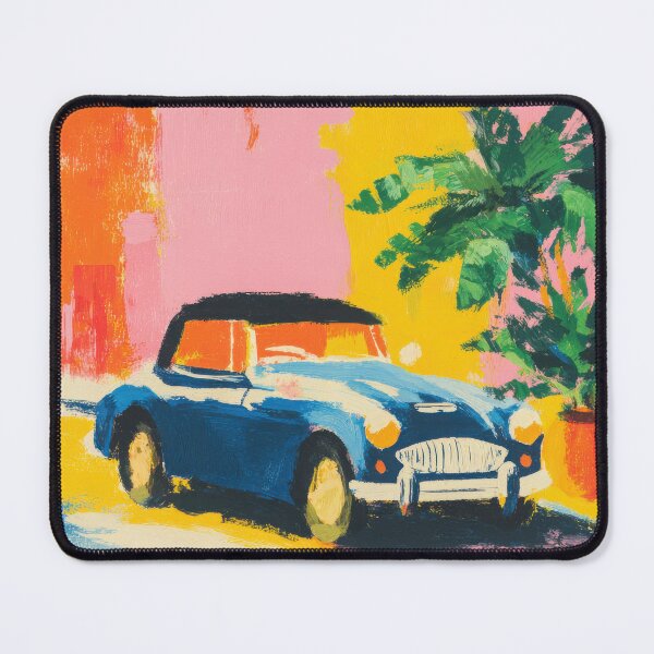 Item preview, Blue vintage car in colorful style designed and sold by ArtHouseNiklas.
