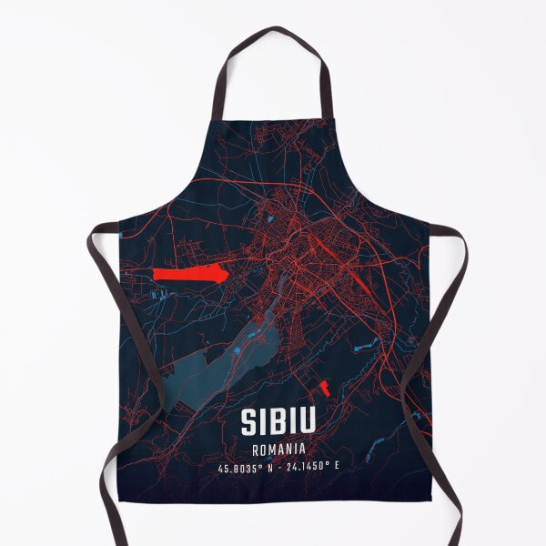 Item preview, Sibiu Red & Blue Minimalist Map designed and sold by HomeLivingCo.