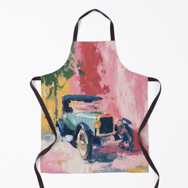 Item preview, Vintage light blue car classic car in impressionist style designed and sold by ArtHouseNiklas.