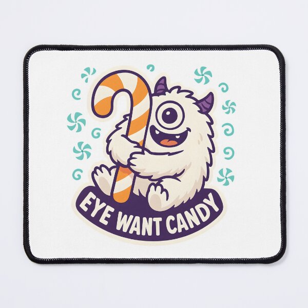 Item preview, Eye Want Candy — Cute Cyclops Yeti with Candy Cane designed and sold by Cheerioza.