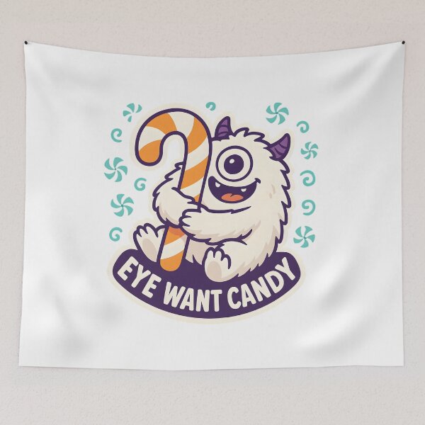 Item preview, Eye Want Candy — Cute Cyclops Yeti with Candy Cane designed and sold by Cheerioza.