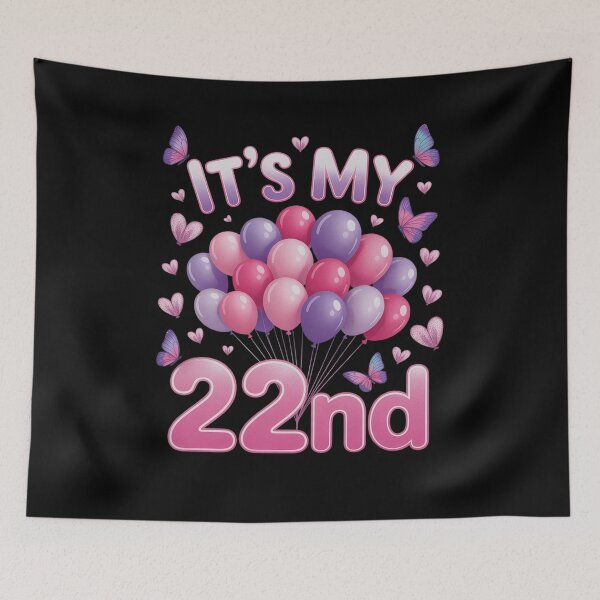 Item preview, Butterflies Hearts Happy 22 Years Old It's My 22nd Birthday  designed and sold by HuValverdeArt.