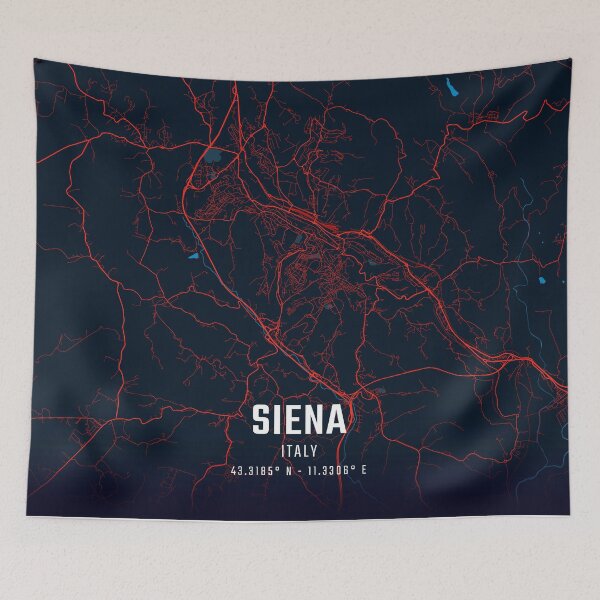 Item preview, Siena Red & Blue Minimalist Map designed and sold by HomeLivingCo.