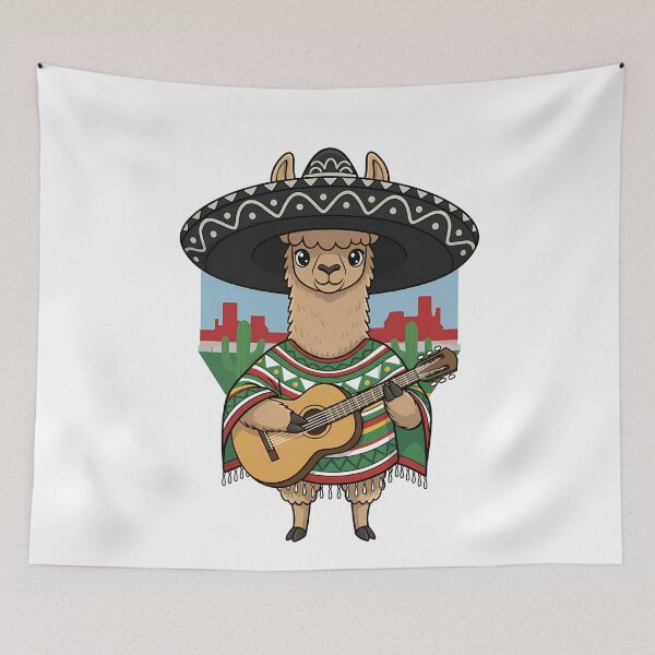 Item preview, Mexican Llama Guitar Sombrero Poncho designed and sold by k3rstman1.