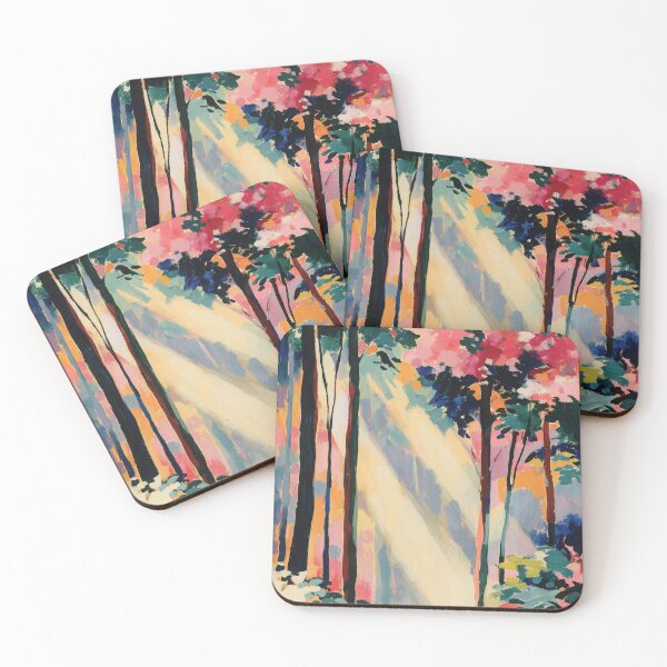 Item preview, Abstract forest in colorful evening light designed and sold by ArtHouseNiklas.