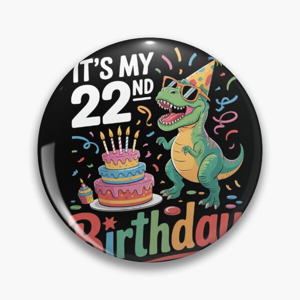 Artikelvorschau, Dinosaurier mit Kuchen. Es ist mein 22. Geburtstag. Alles Gute zum 22. Geburtstag. entworfen und verkauft von HuValverdeArt.