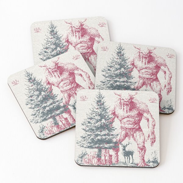 Item preview, Vintage Krampus by the Christmas Tree – Creepy Funny Ugly Sweater Design designed and sold by SleekLineSketches.