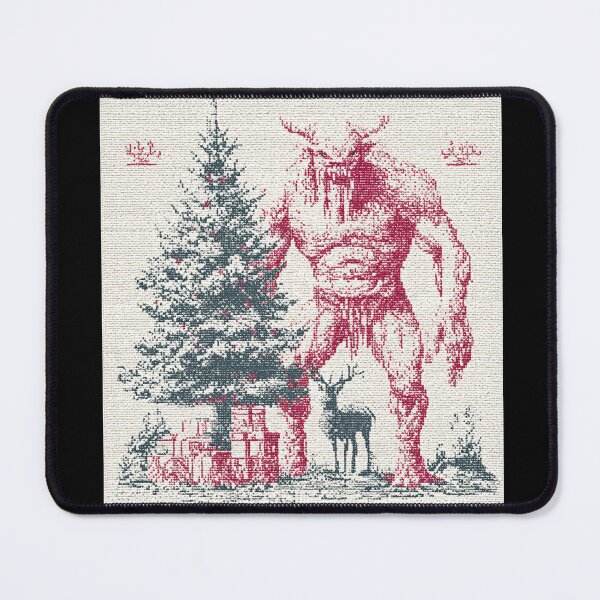 Item preview, Vintage Krampus by the Christmas Tree – Creepy Funny Ugly Sweater Design designed and sold by SleekLineSketches.