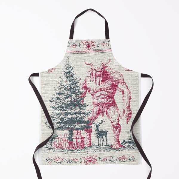 Item preview, Vintage Krampus by the Christmas Tree – Creepy Funny Ugly Sweater Design designed and sold by SleekLineSketches.
