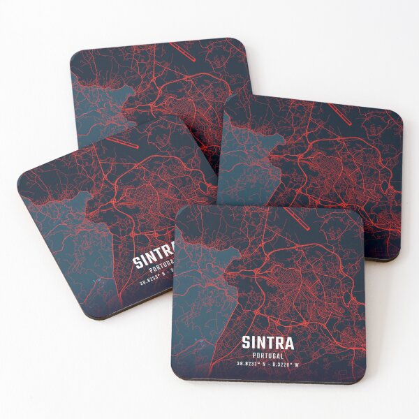 Item preview, Sintra Red & Blue Minimalist Map designed and sold by HomeLivingCo.