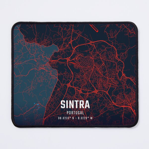Item preview, Sintra Red & Blue Minimalist Map designed and sold by HomeLivingCo.