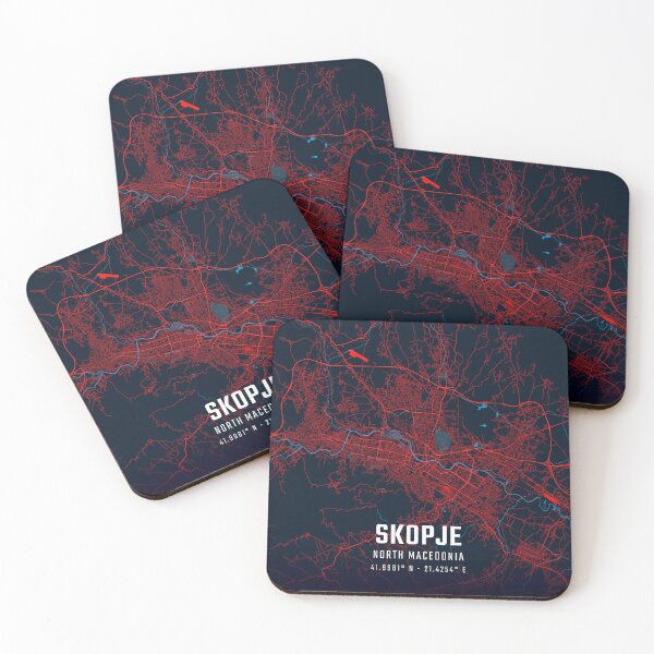 Item preview, Skopje Red & Blue Minimalist Map designed and sold by HomeLivingCo.