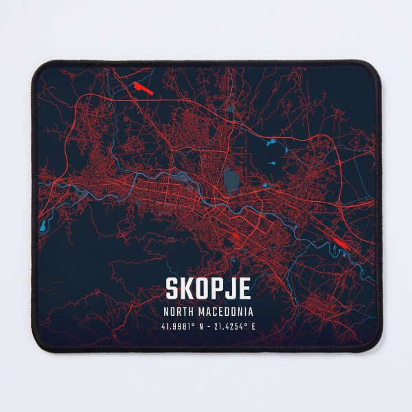 Item preview, Skopje Red & Blue Minimalist Map designed and sold by HomeLivingCo.