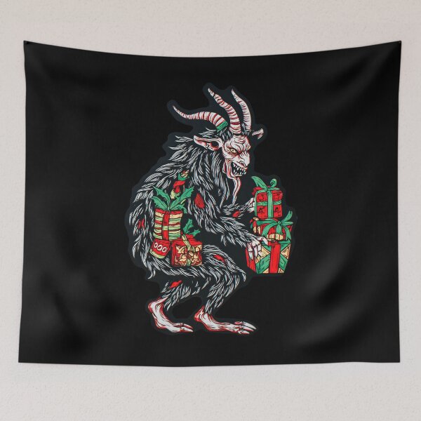 Item preview, Cartoon Krampus with Gifts – Creepy Funny Christmas Design designed and sold by SleekLineSketches.