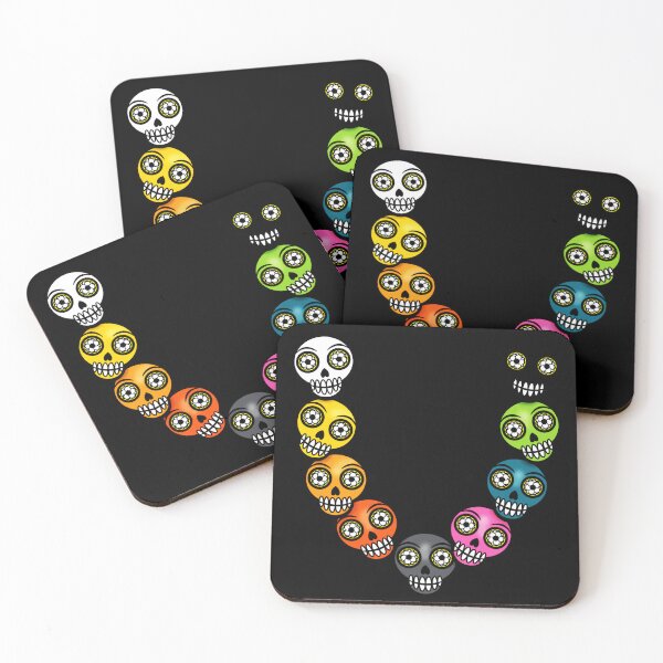 Item preview, colorful skull necklace sweet Halloween skulls rainbow children designed and sold by Luzi Illustrella.