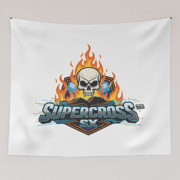 Item preview, Supercross SX Skull Fire Logo Skull Rider Extreme Neon designed and sold by DibuHumor.