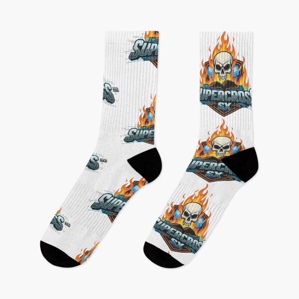Item preview, Supercross SX Calavera Fuego Logo Skull Rider Extremo Neón designed and sold by DibuHumor.