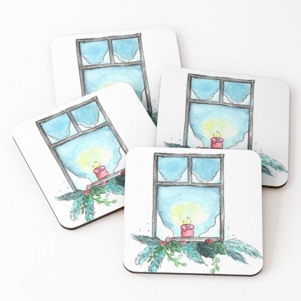 Item preview, Candle in a snowy window Christmas scene designed and sold by HBOriginalsArt.