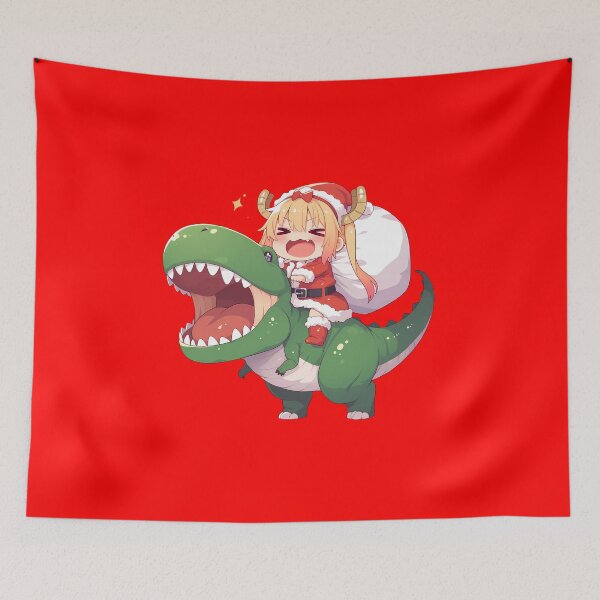 Item preview, Tohru Miss Kobayashi Dragon Maid Anime Girl Riding Christmas Dinosaur T-Rex Santa Claus designed and sold by TorbenKuhano.