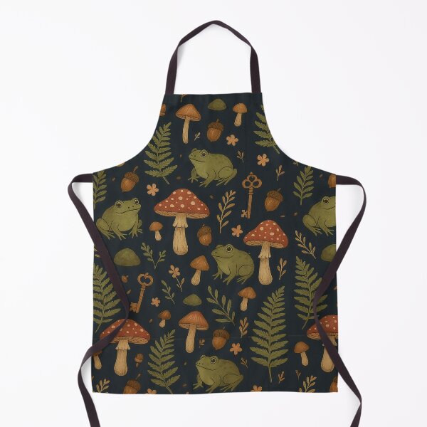 Item preview, Goblincore woodland frogs and toadstools, cottagecore fern acorn key, midnight forest botanical designed and sold by CharmedVille.
