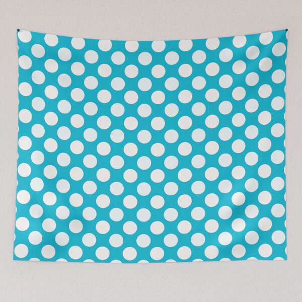 Item preview, White Large Polka dots on Aqua Blue  designed and sold by POLKAIWERX.