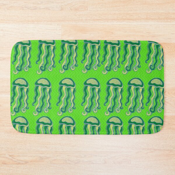 Item preview, Cute Jellyfish Pattern – Adorable Sea Creature Design on Green Background designed and sold by Cultradesign.