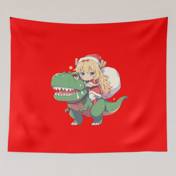 Item preview, Lucoa Miss Kobayashi Dragon Maid Anime Girl Riding Christmas Dinosaur T-Rex Santa Claus designed and sold by CarlosBender.