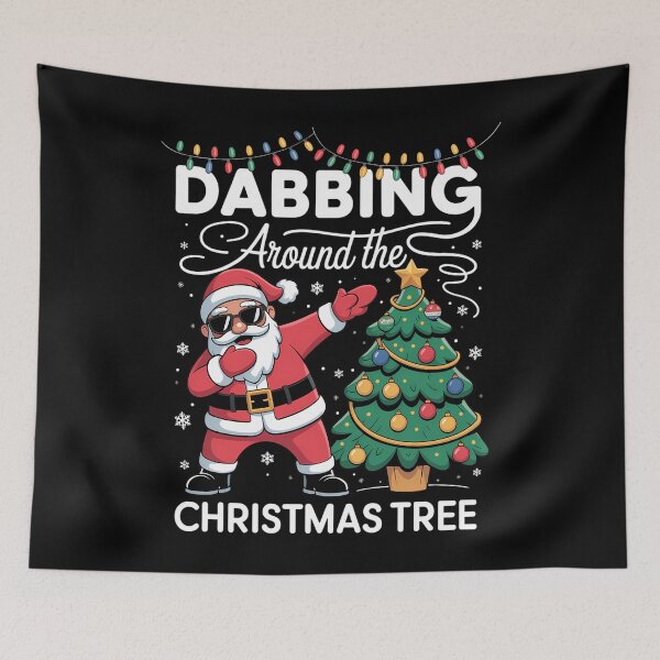 Item preview, Santa Dabbing Around the Christmas Tree Lights designed and sold by ValerieRodrigue.
