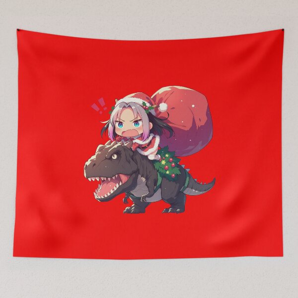 Item preview, Elma Miss Kobayashi Dragon Maid Anime Girl Riding Christmas Dinosaur T-Rex Santa Claus designed and sold by CarlosBender.