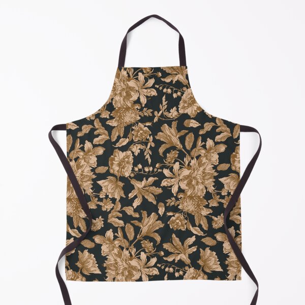Item preview, Gothic vintage chintz floral toile with peonies and lilies on dark background designed and sold by UtArt.
