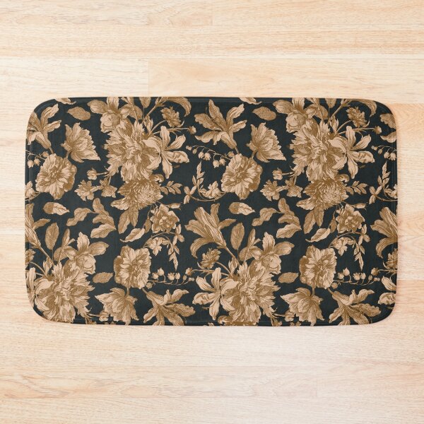 Item preview, Gothic vintage chintz floral toile with peonies and lilies on dark background designed and sold by UtArt.