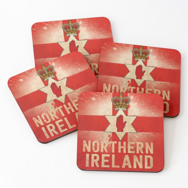 Item preview, Northern Ireland Flag Art - Ulster Banner Vintage Style Red Hand Design designed and sold by Very Peculiar.