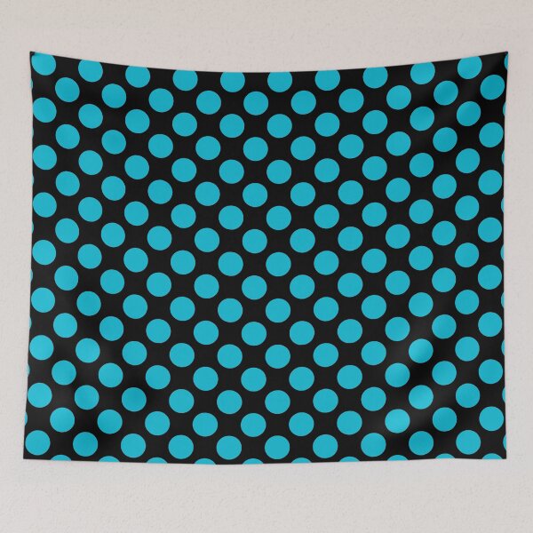 Item preview, Aqua Blue Large Polka dots on Black  designed and sold by POLKAIWERX.