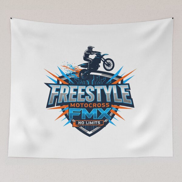 Artikelvorschau, Freestyle Motocross FMX Fahrer Digital Jump Neon No Limits Logo entworfen und verkauft von DibuHumor.