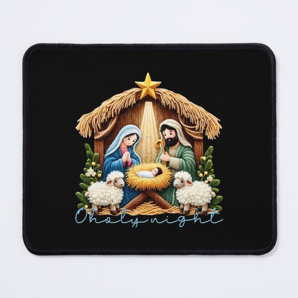 Item preview, O Holy Night Nativity Scene - Faux Yarn, Mary, Joseph & Baby Jesus In A Manger, Christian Christmas designed and sold by oeridmd.