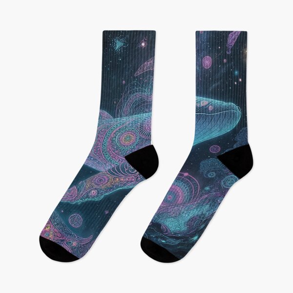 Item preview, Whale Dream - a DMT Whale in Space -neon color wild designs. designed and sold by shakespeare1212.