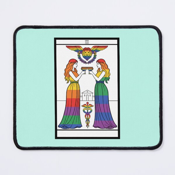 Item preview, Lesbian Rainbow 2 of cups Tarot Card designed and sold by Sapphic-Charm.