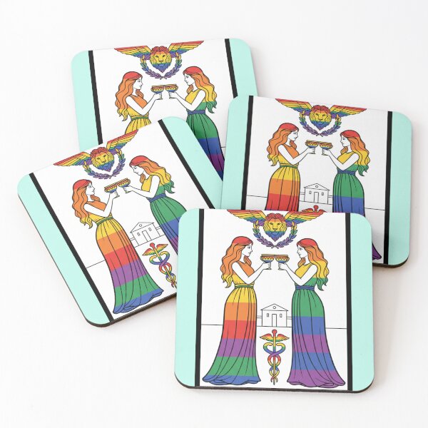 Item preview, Lesbian Rainbow 2 of cups Tarot Card designed and sold by Sapphic-Charm.