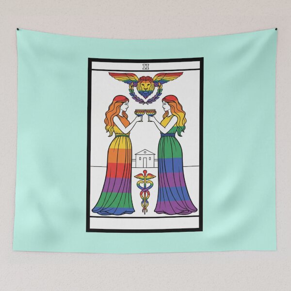 Item preview, Lesbian Rainbow 2 of cups Tarot Card designed and sold by Sapphic-Charm.