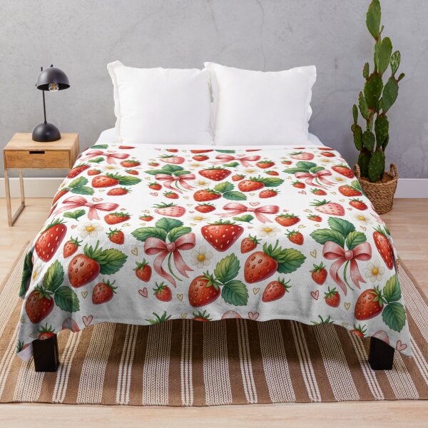 Item preview, Strawberries and Bows Kawaii Pattern designed and sold by ArtfulWeave.