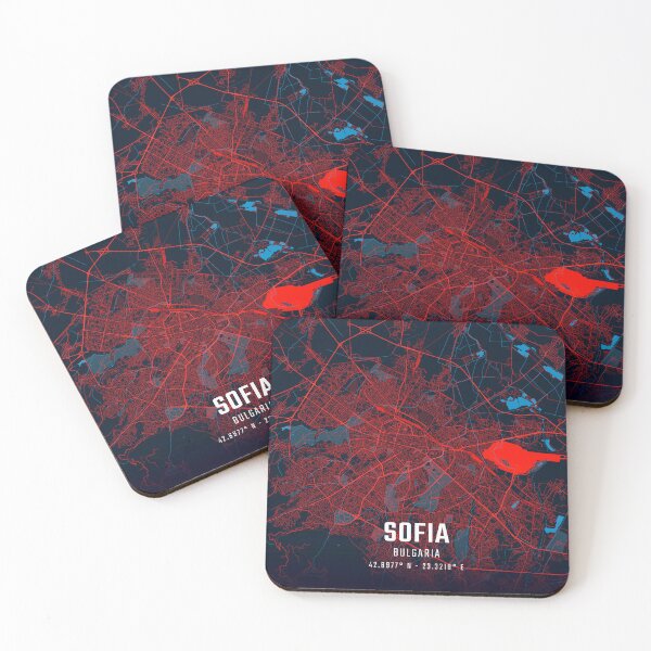 Item preview, Sofia Red & Blue Minimalist Map designed and sold by HomeLivingCo.